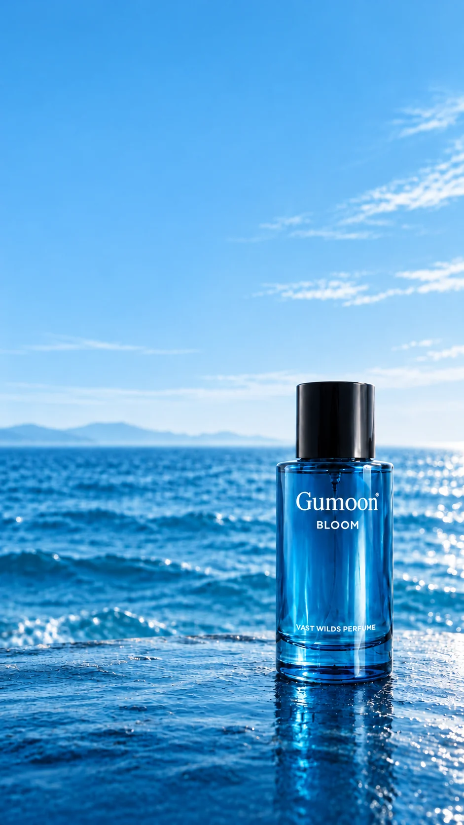 Vast Wilds perfume in a blue ocean setting